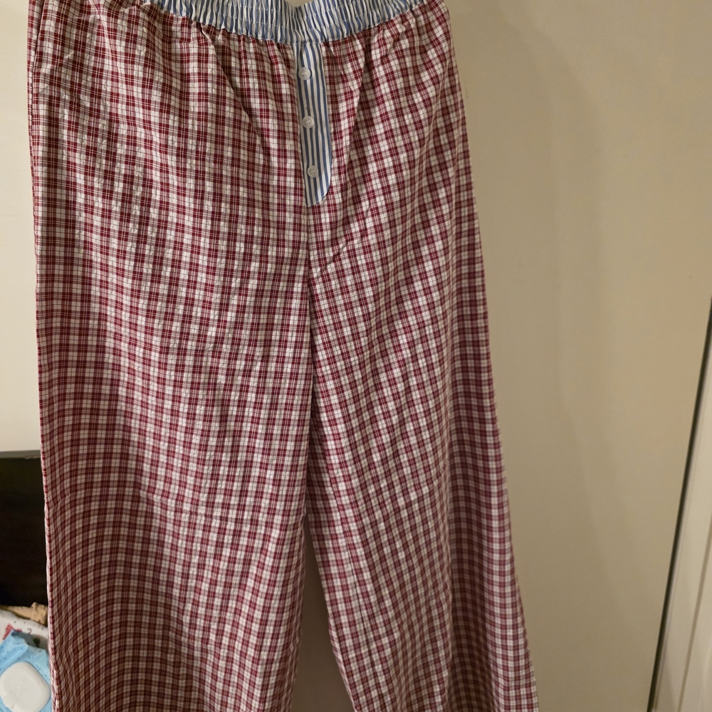 Red and White Plaid Lounge Pants